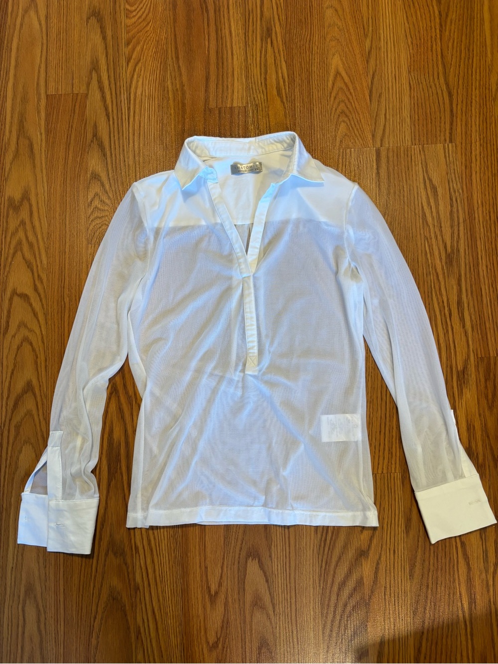 Anatomie White Mesh Long Sleeve Performance Top